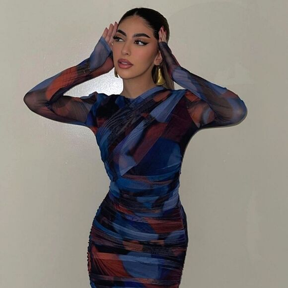 MATCHING SET PRINTED TULLE SKIRT ZARA RED AND BLUE AND WRAP TOP red - Picture 3 of 12